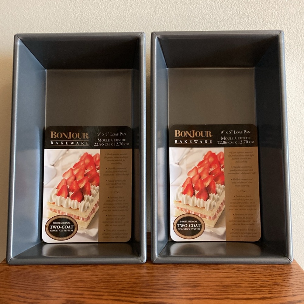 Bonjour Bakeware - 9” x 5” Loaf Pans - Set of 2 - Brand New